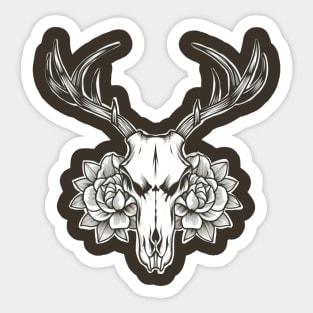 Oh deer! unisex Deer Skull with flowers Sticker